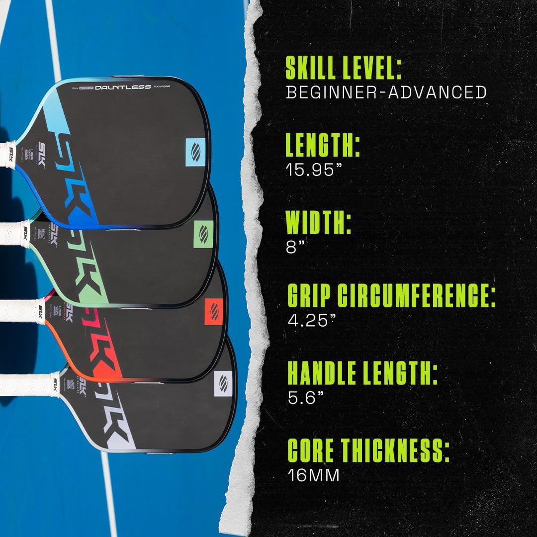 Selkirk Sport SLK Dauntless Pickleball Paddle | T700 Raw Carbon Fiber Pickleball Paddles | High Spin & Control with PureFoam Core