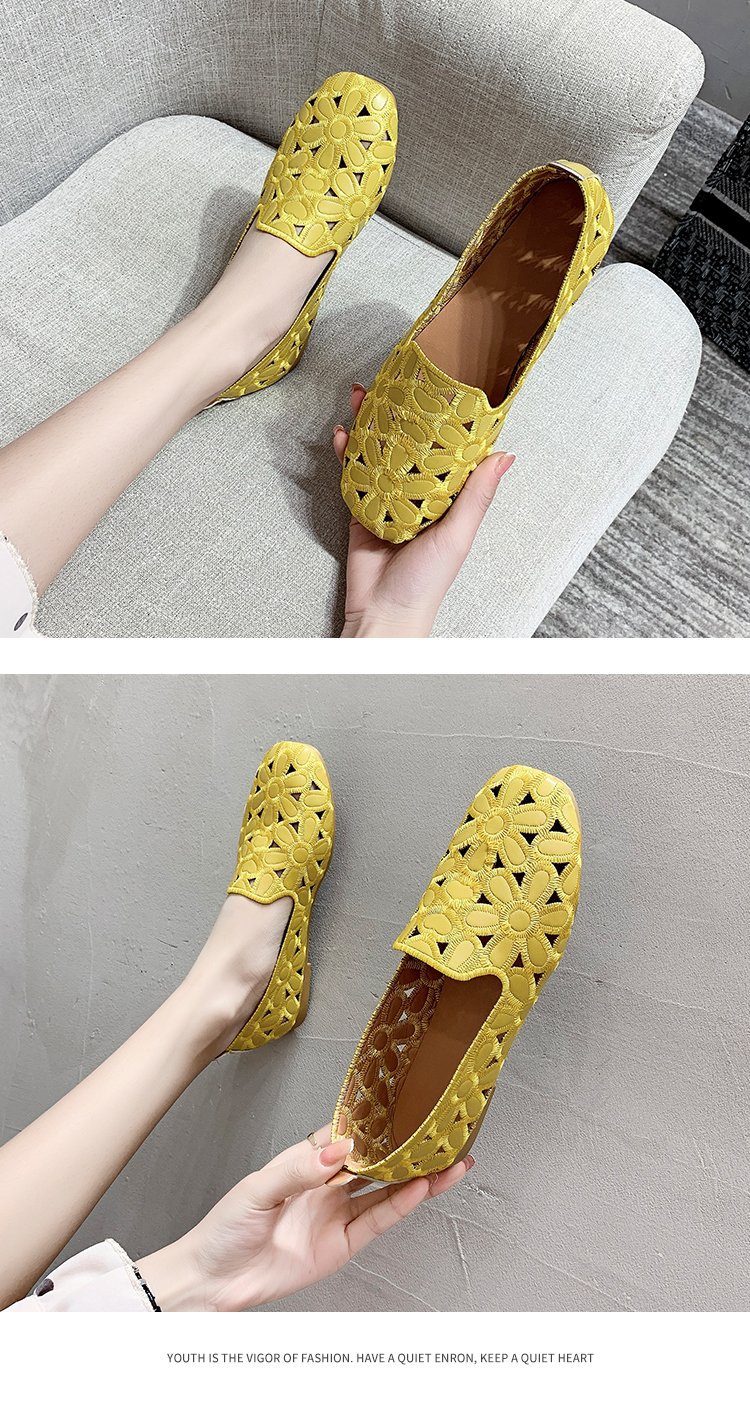 Size 35-42 Square Toe Summer Shoes for Women Embroidery Designer Shoes Soft Slipon Loafers Moccasin Leisure Women's Ballet Flats