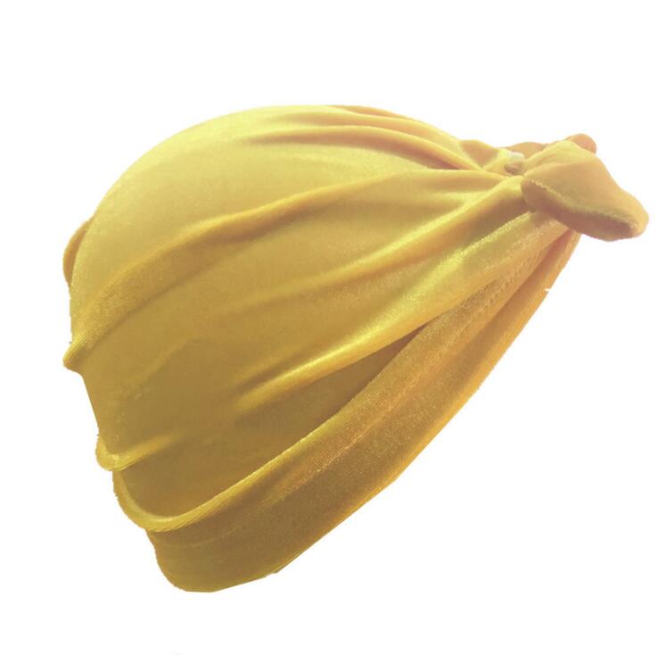 New Velvet Rabbit Ears Indian Hat Bandanas Baby Girls Kids Turban Headband Hair Head Band Wrap Accessories For Children Headwrap