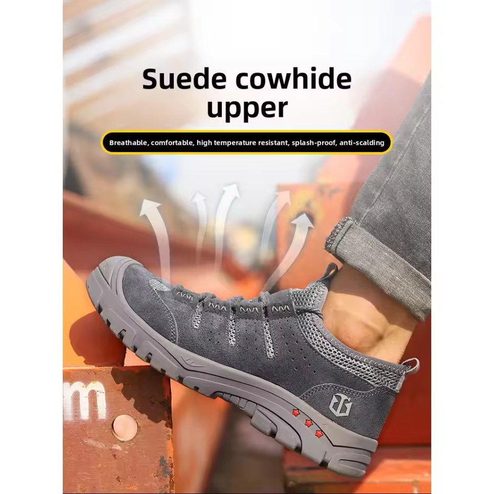Mens welding safety shoes Fireproof anti-smash anti-piercing comfortable wear-resistant construction site safety shoes
