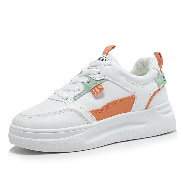 2024 White Thick Platform Sneakers Women Girls Pu Leather Casual Loafers Flats Shoes Walking Sports Vulcanized Rubber Sole Shoes
