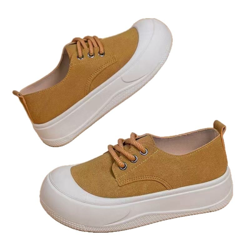 New sponge cake shoes for women's casual shoes, thick soled round toe lace up white shoes, fashionable loafers