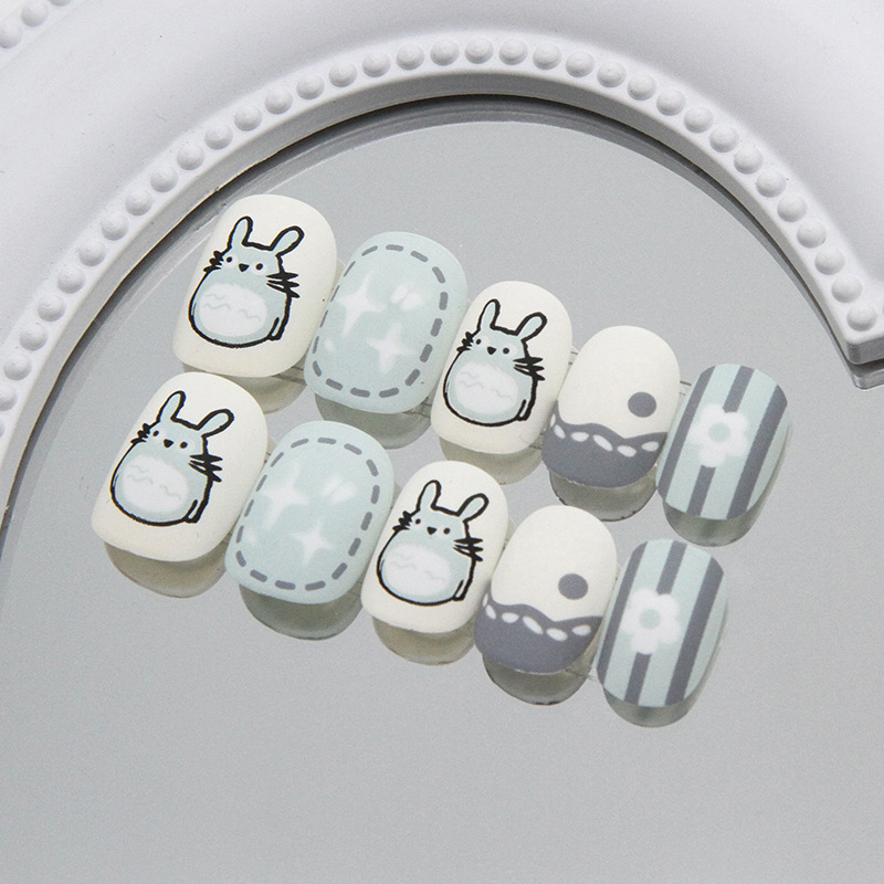 Children Press on Nails 24 Pcs Fake Nails Tips for Kids Acrylic Nails Pre-glue Full Cover Short False Nails Cute Fingernails