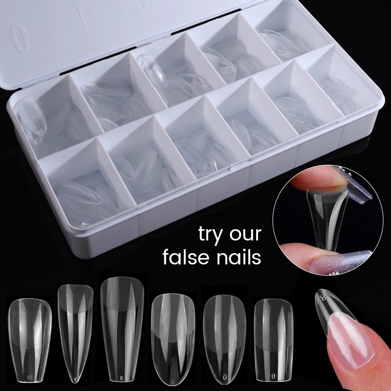 550Pcs/Box Fake Nail Tips Press on False Nails Transparent Full Coverage Ballet Full Sticker For Nails Art Tools Manicures