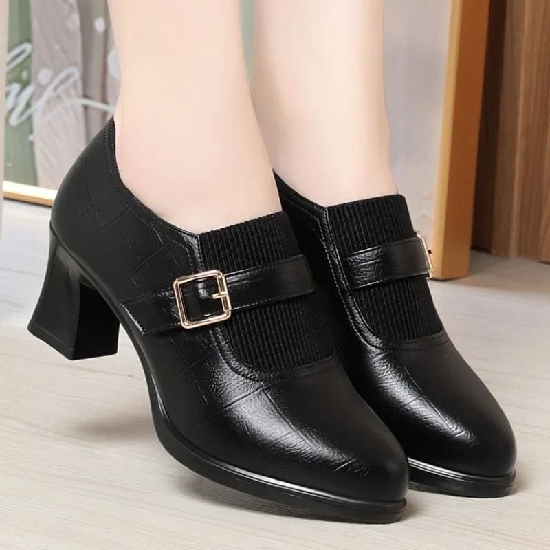 Women's British-Style Summer Loafers Breathable Mesh Leather Flats Soft Sole Perforated Design Comfortable Slip-On Shoes
