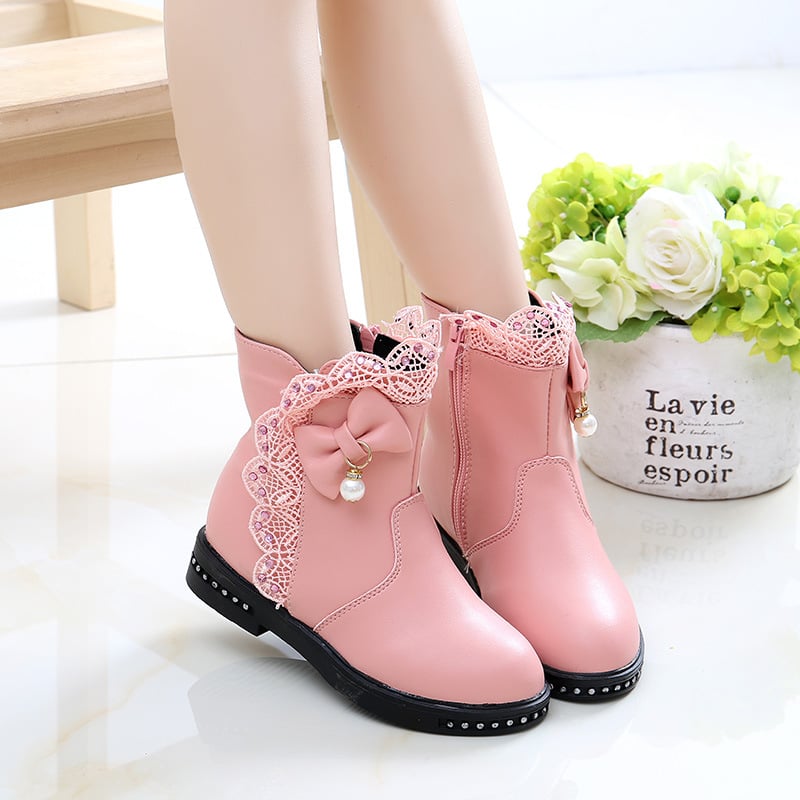 Winter Girls Boots with Velvet New Fashion Children Princess Shoes For Big Girls Snow Boots Kids Leather Shoes