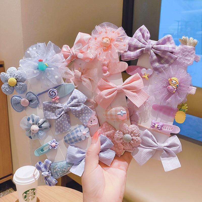 10-Piece Set] Children's Rubber Band Elastic Good Flower Baby Hair Ring Little Girl Mesh Bow Head Rope