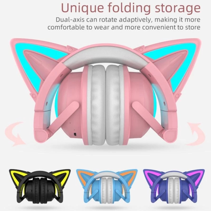 Cat Ear Wireless Bluetooth Headphone7.1 Channel StereoMusic Game Earphone WithBilateral Mic Noise Reduction HeadsetsCasque audio