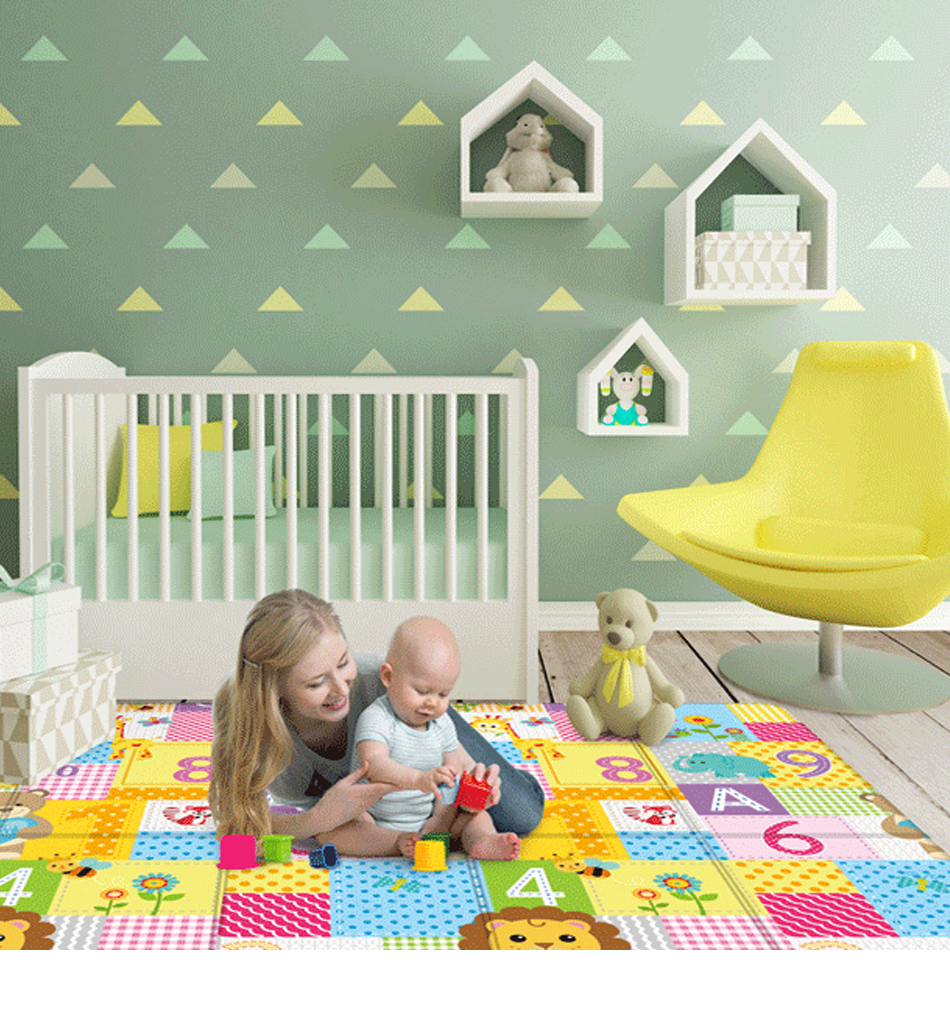 Children's Folding Mat Soft Foam Nursery Carpet Crawling Mats Large Foldable Carpet Puzzle Baby Gaming Mat For Kids 180*100CM