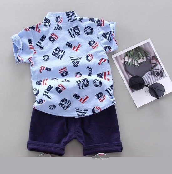 Stripe Shirt Tops+Shorts Baby Boy Clothes Gentlemen Short Sleeve Soft Cotton Toddler Outfits Set &