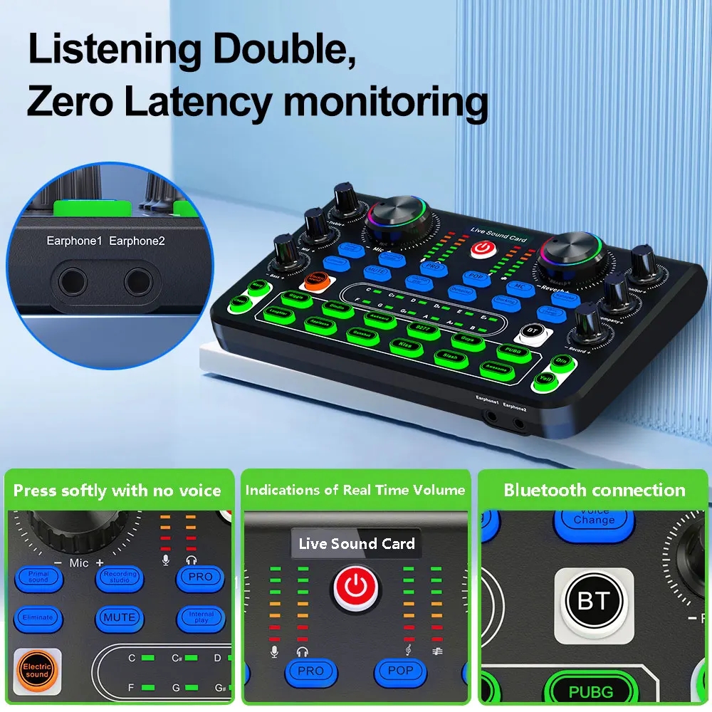 X60 Sound Card English Version Professional Sound Cards Audio Mixer For Karaoke Broadcast KTV Singing Live Sound Mixer