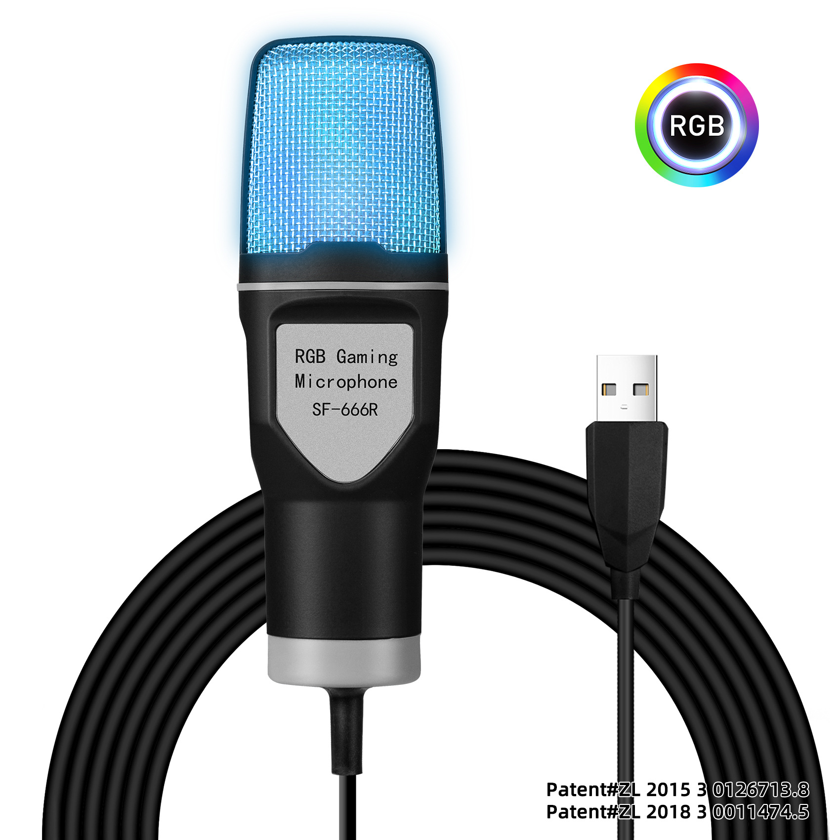 Desktop Noise Reduction Capacitive Microphone RGB Seven-color Luminous Microphone Stand Suit USB Computer Video Game Microphone