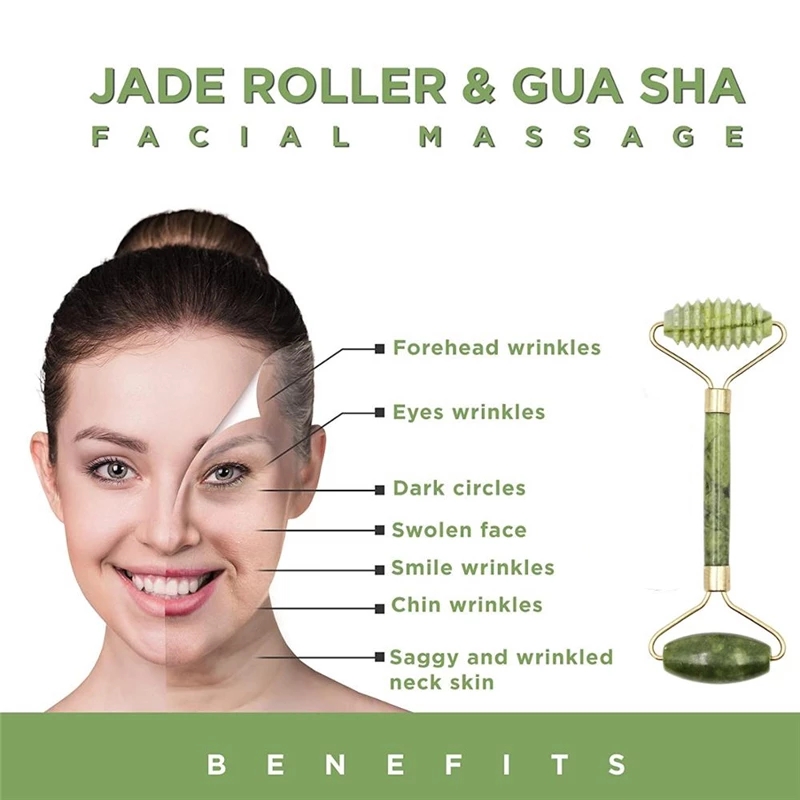 Face Roller Facial Massager Serrate Double-Head Jade Massage Roller Eyes Fade Wrinkles Firming Lifting Beauty Tool For Women