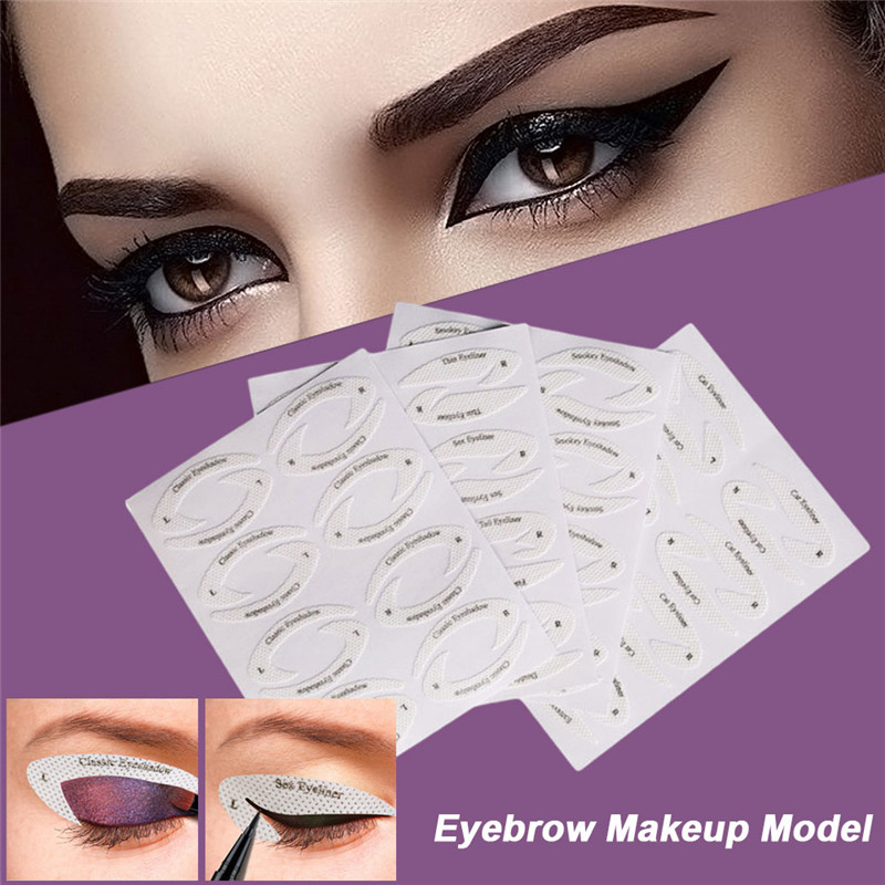 4 Sheets Eye Makeup Stencils Eyeliner Template Shaping Tools Eyebrows Eye Shadow Makeup Template Tool Styling Drawing Guide &
