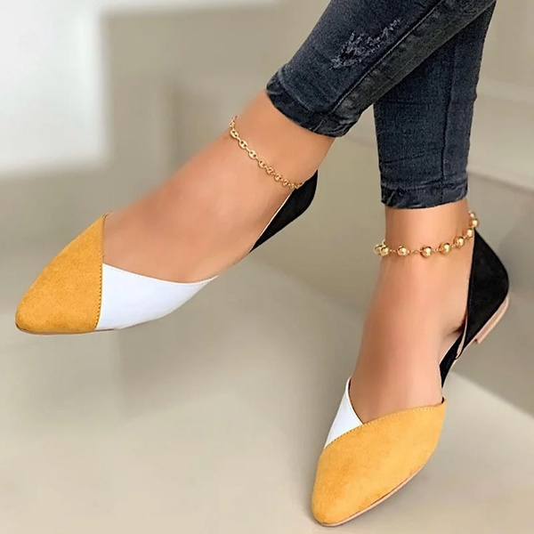 Ladies Pumps Women Shoes Pumps Suede Slip on Pointed Toe Shoes Office Casual Comfortable