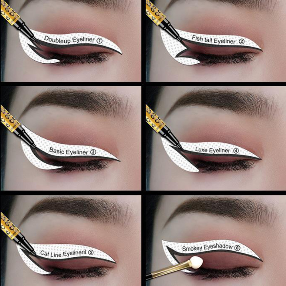 24pcs Eyeliner Stencils Eye Makeup Template Stickers Card 12 Styles Non-Woven Eyeliner Eyeshadow 3 Minute Lazy Shaping Tools &