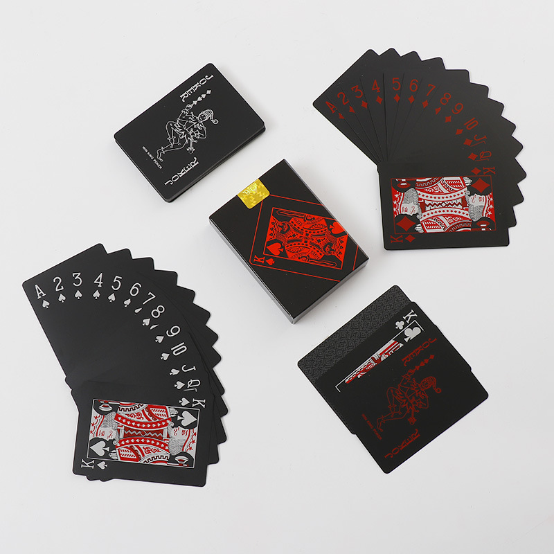 54pcs/1 box Creative Personalized Colorless Playing Cards Black PVC Waterproof Playing Cards