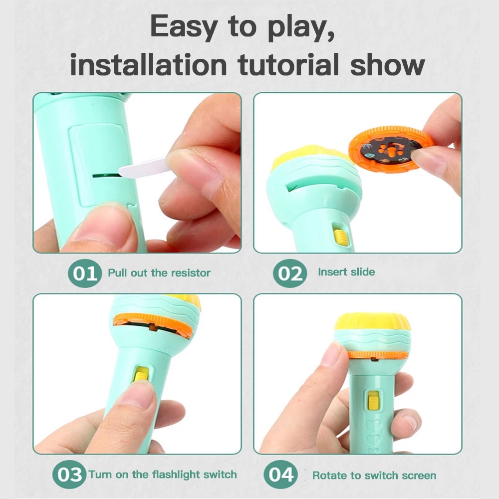 Flashlight Projector Torch Lamp Toy Cute Cartoon Creativity Toy Torch Lamp Flashlight Projector Toy Baby Sleeping Story Book