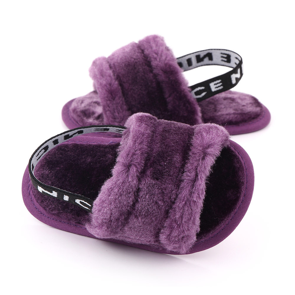 Hairy sandals, baby toddler shoes, soft bottom, breathable, cute low tube
