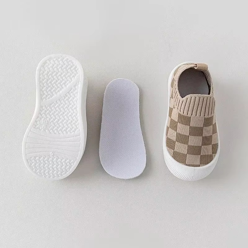 2025 Spring New Slip-on Toddler Shoes Baby First Walkers Boys Girls Autumn Non-Slip Classic Plaid Sneakers Sport Shoes