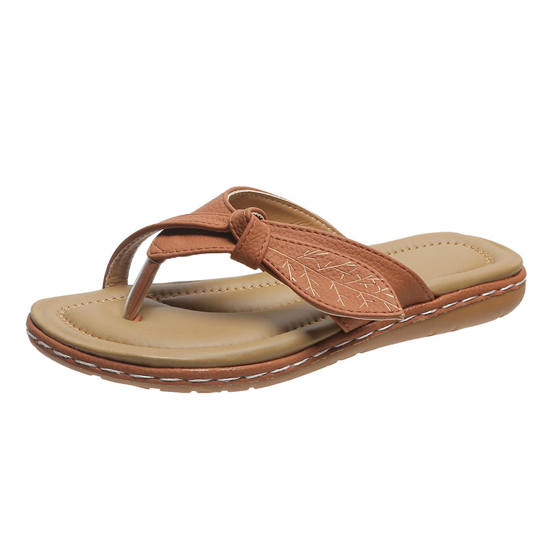2023 New European and American Slippers Women's Summer Bow Flat Heel Sandals Foreign Trade Large Size Toe Clamping Flip flops