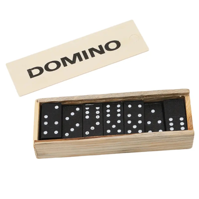 28pcs Black Dominoes, With Wooden Box, Wooden Board Game Teaching Aids ,gaming gift