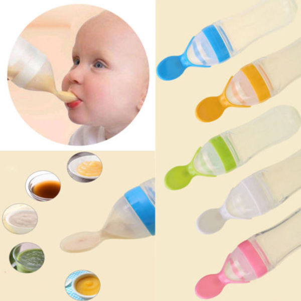 Newborn baby milking bottle silicone training meal spoon baby cereal supplement food safety tableware tool feeding spoon