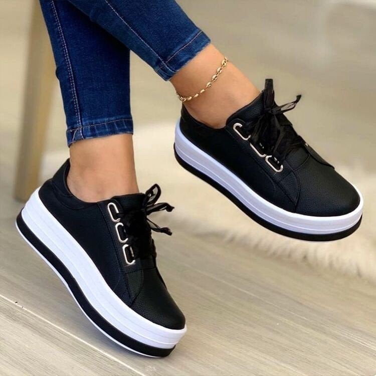 2023 Matching Stitching Design Women Spring and Autumn Sports Shoes Round Toe Thick Bottom Women Shoes Fashion Casual Shoes