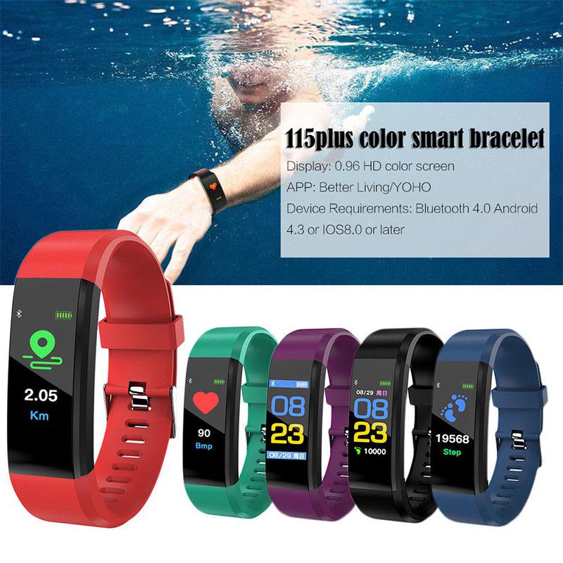 115Plus Bracelet Heart Rate Blood Pressure Smart Band Fitness Tracker Smartband Bluetooth Wristband for fitbits Smart Watch