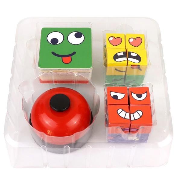 Kids Face Change Expression Puzzle Building Blocks Montessori Cube Table Game Toy Early Educational Toys for Children Gifts