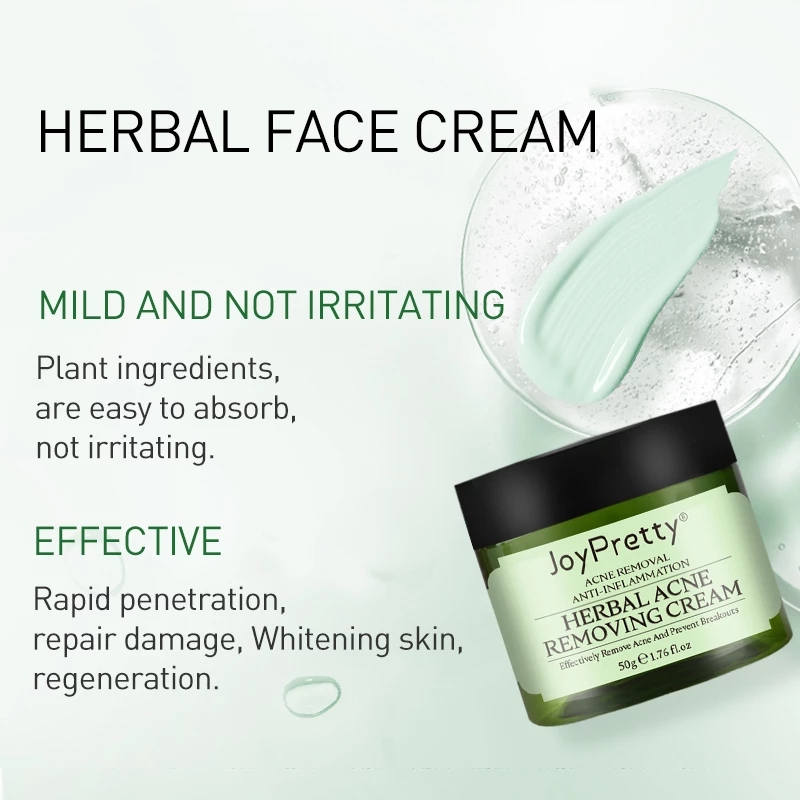 50g Herbal Day Cream For Acne Skin Care Face Moisturizer Oil Control Pimple Acne Scar Removal Cream Treatment Unisex
