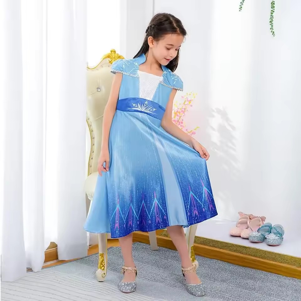 Disney Frozen Elsa Princess Girls Dress Snow Queen Disney Costume Carnival Party Halloween Kids Clothes Birthday Party Dress