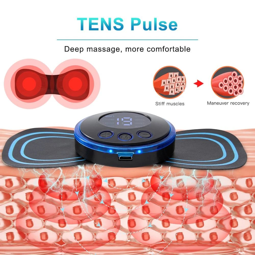 Mini Electric Pulse Neck Massager 8 Modes 19 Gears Back Shoulder Muscle Pain Relief Tool Body Massage Relax Fitness Ins