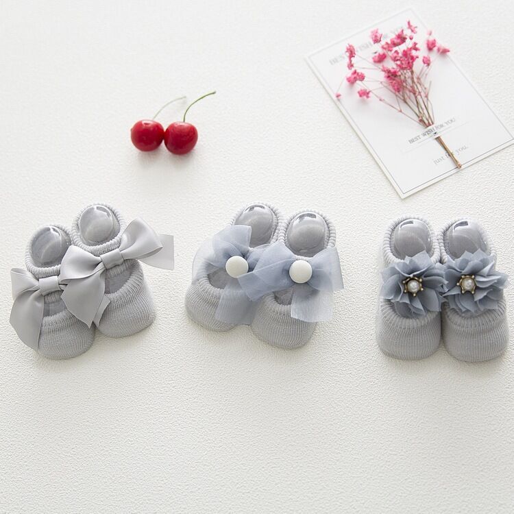 3Pairs/ 0-3y Baby Kids Socks Spring Autumn Lace Bow Sock Hollow Toddler Boat Socks Cotton Children's Cute Socks' Breathable