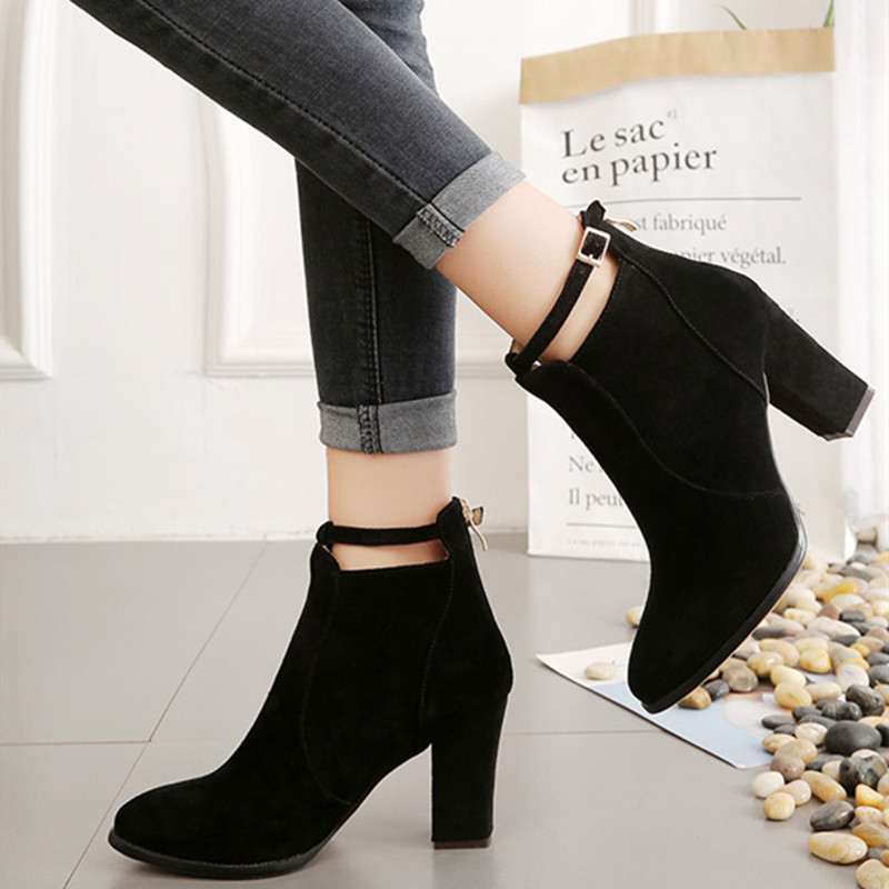 SLYXSH Women Shoes New Autumn Winter Fashion Woman Boots High Heels women Leather Ankle Boots Sexy Pointed Toe Boot