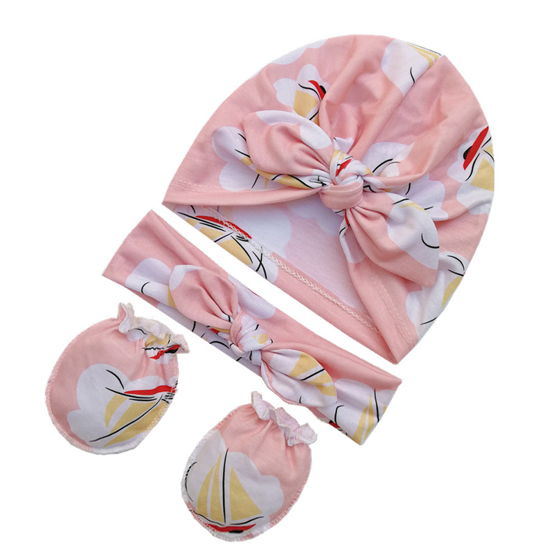 Good Newborn Baby headbands with Mitten Set Babies Beanie Infant Hats Baby Anti-scratch Mittens Gloves