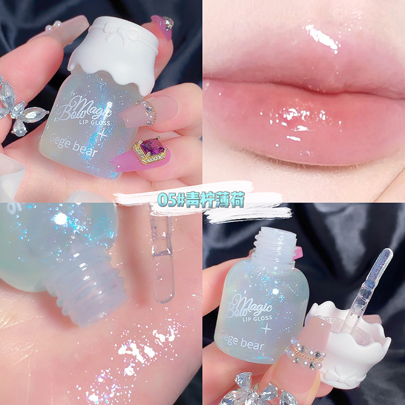 Bowknot Moisturizing Phantom Lip Honey Moisturizing and Moisturizing Pearl Light Fine Sparkling Jelly Glass Lip Transparent Lip