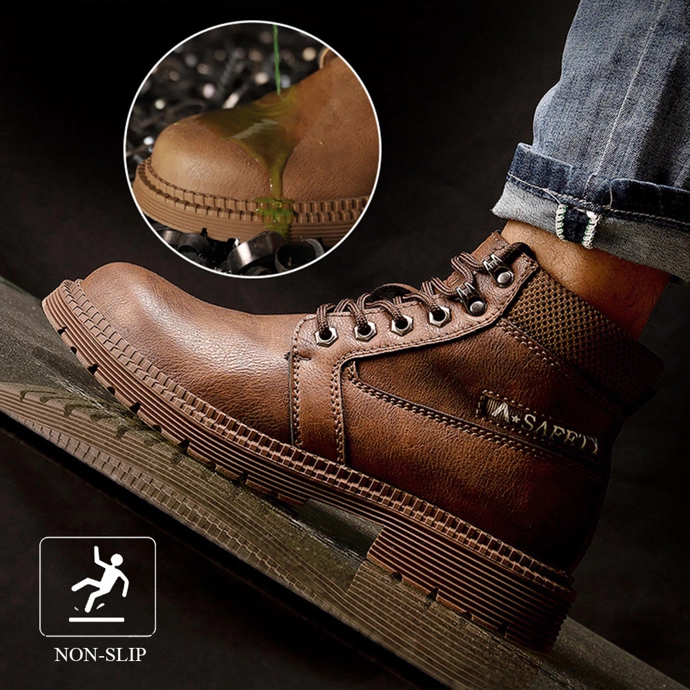 Men's Outdoor Hiking Shoes Safety Shoes Work Shoes Resistance To Bump Steel Toe Breathable Worker Boots Hiking Climbing Boots