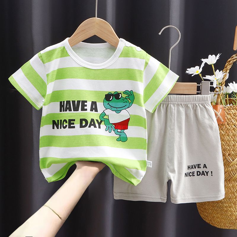 Children's clothing children's short-sleeved suits summer two-piece baby short-sleeved shorts suits children's cotton T-shirt