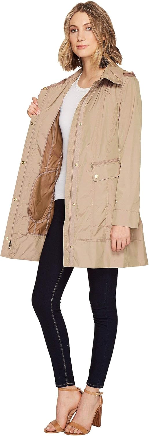 Cole Haan Women's Back Bow Packable Hooded Rain Jacket