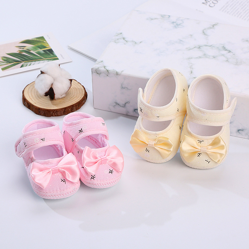 New 0-12months Toddler Shoes Anti-slip Cute Bow Soft Bottom Shoes Comfortable Breathable Princess Shoes Infant Toddler