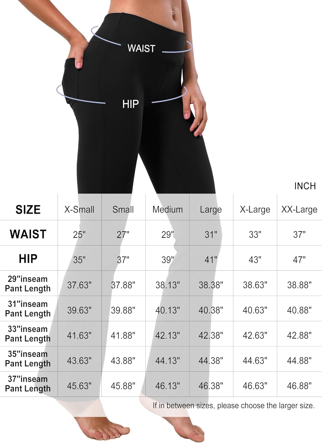 BUBBLELIME 29"/31"/33"/35" 3 Styles Women's Bootcut Yoga Pants Basic/Back Pockets High Waist Workout Tummy Control Flare