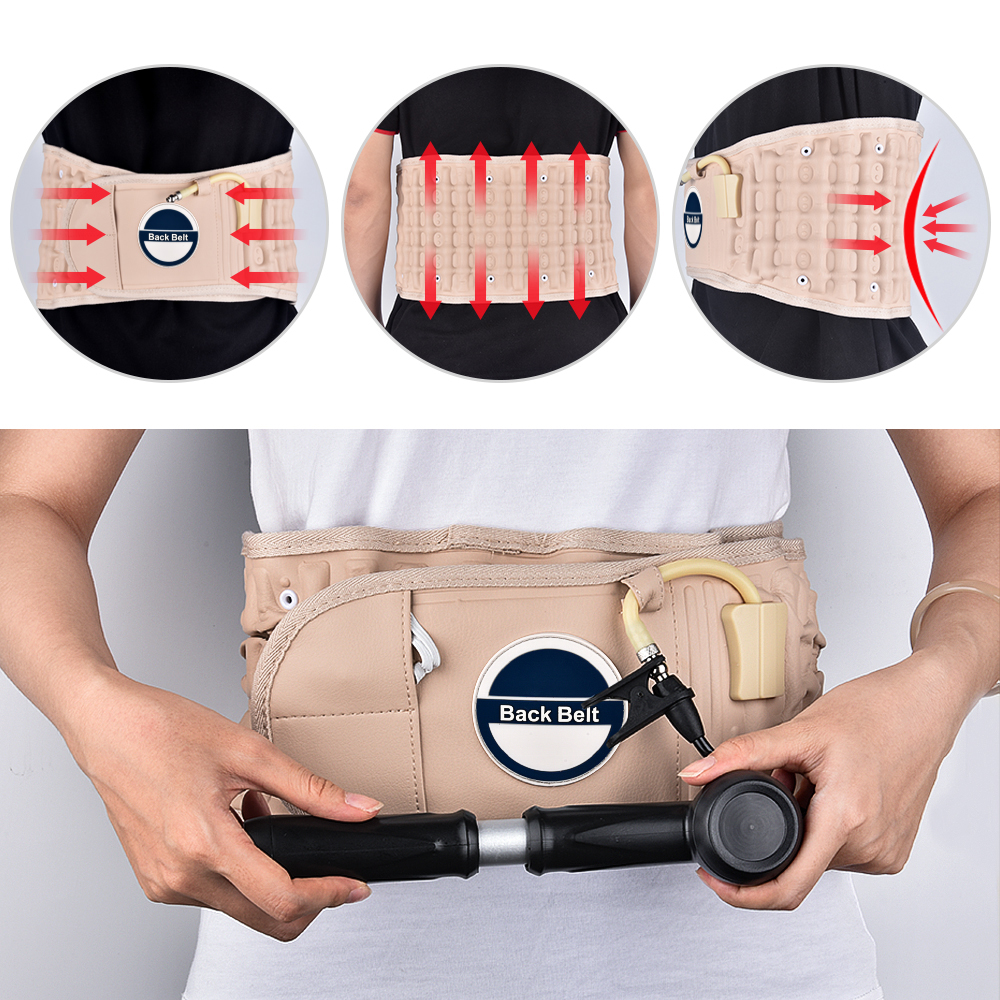 Belt Support Care Health Brace Physio Decompression Back Relief Waist Lumbar Traction Backache Heat Therapy Pain Massager Parent
