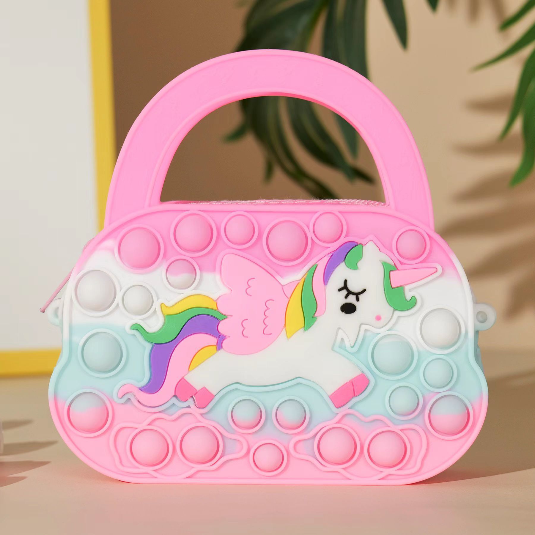 Unicorn Purse Rainbow Handbag Toys for Girls Kids Pop Sensory Popper Toy for Unicorn Birthday Gifts