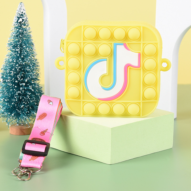 Tik Tok Popits Popet Silicone Dimple Stationery Storage Bag Popite Coin Purse Bag Fidget Toys Push Bubbles Girl Christmas Gift