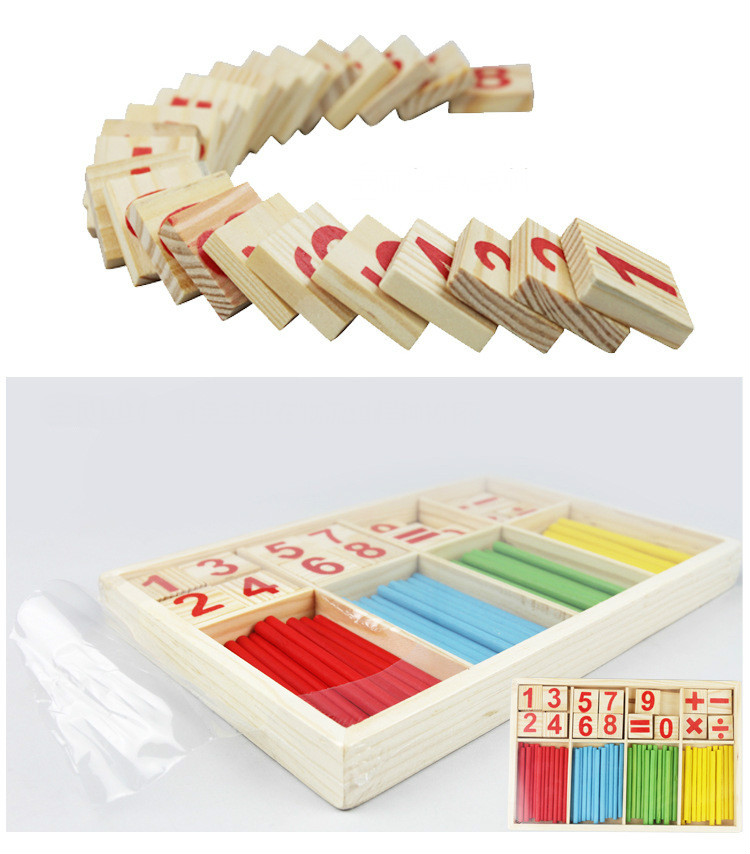 Wooden children counts kindergartens Montessori mathematics teaching aids baby early education digital stick toys