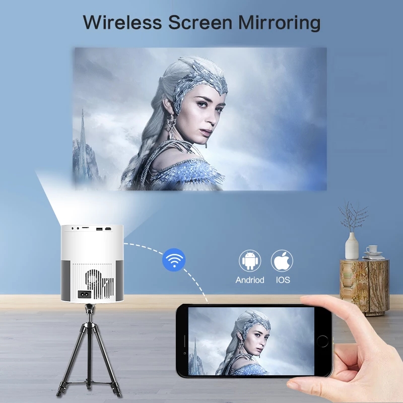 Native Full HD Portable Projector 1080P MINI Beamer Home Theater Video Movie（Android 9.0 WIFI Blutooth Keystone) projecteur