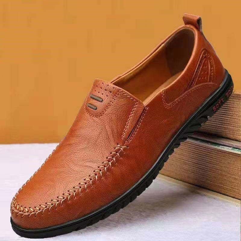 PU leather upper rubber out-sole lightweight soft Men's casual flat leather shoes Loafers Slip-on Shoes loafers for men