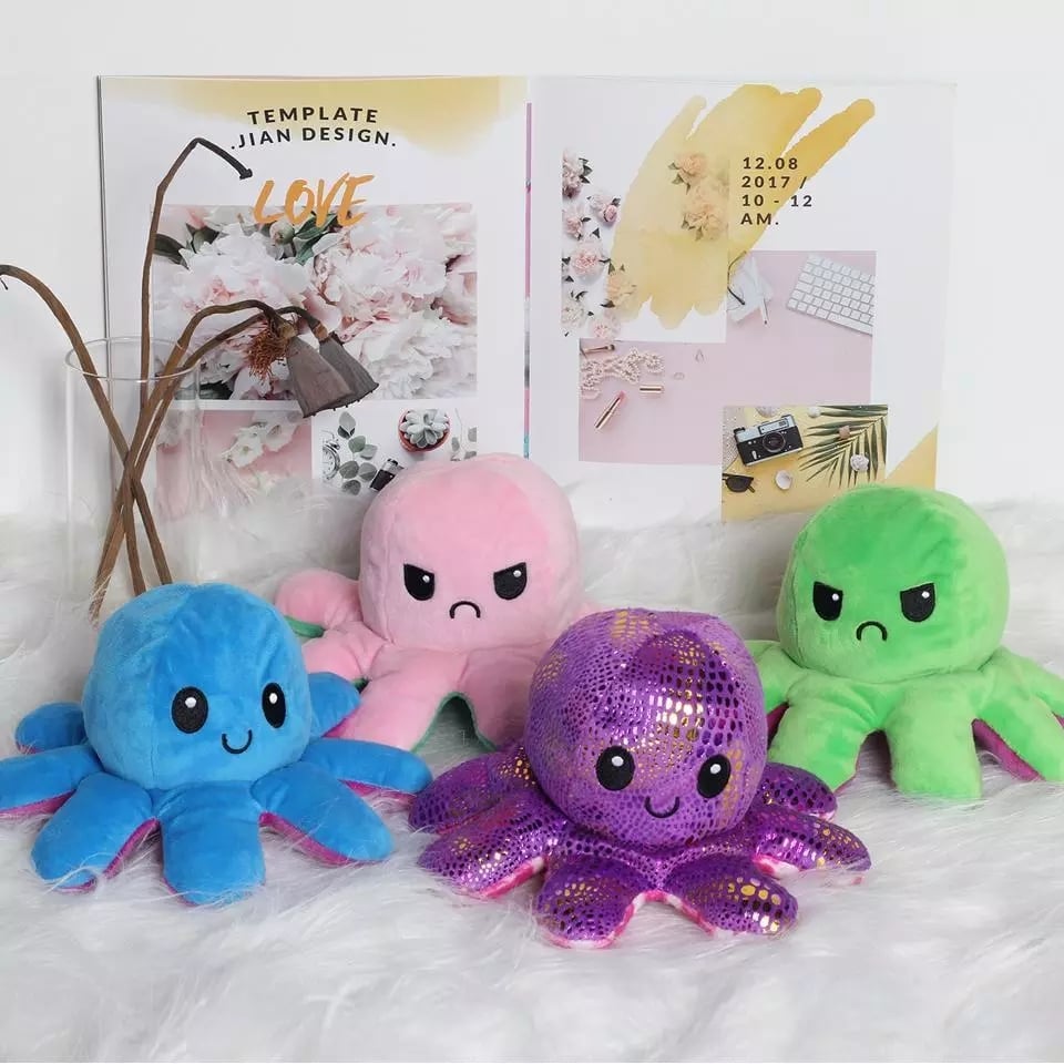Spot flipped octopus doll double-sided flipping doll face-changing octopus plush toy