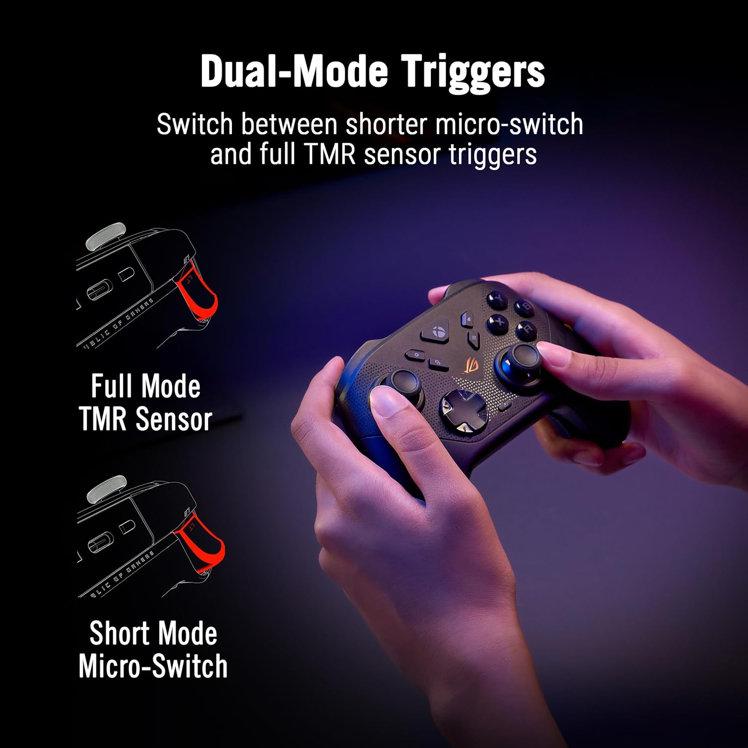 ASUS ROG Raikiri II Xbox Wireless Gaming Controller - 2.4GHz/BT/3.5mm, TMR Joysticks, Anti-Slip Grip, Travel Case, up to 50H Battery, Web-Based Config